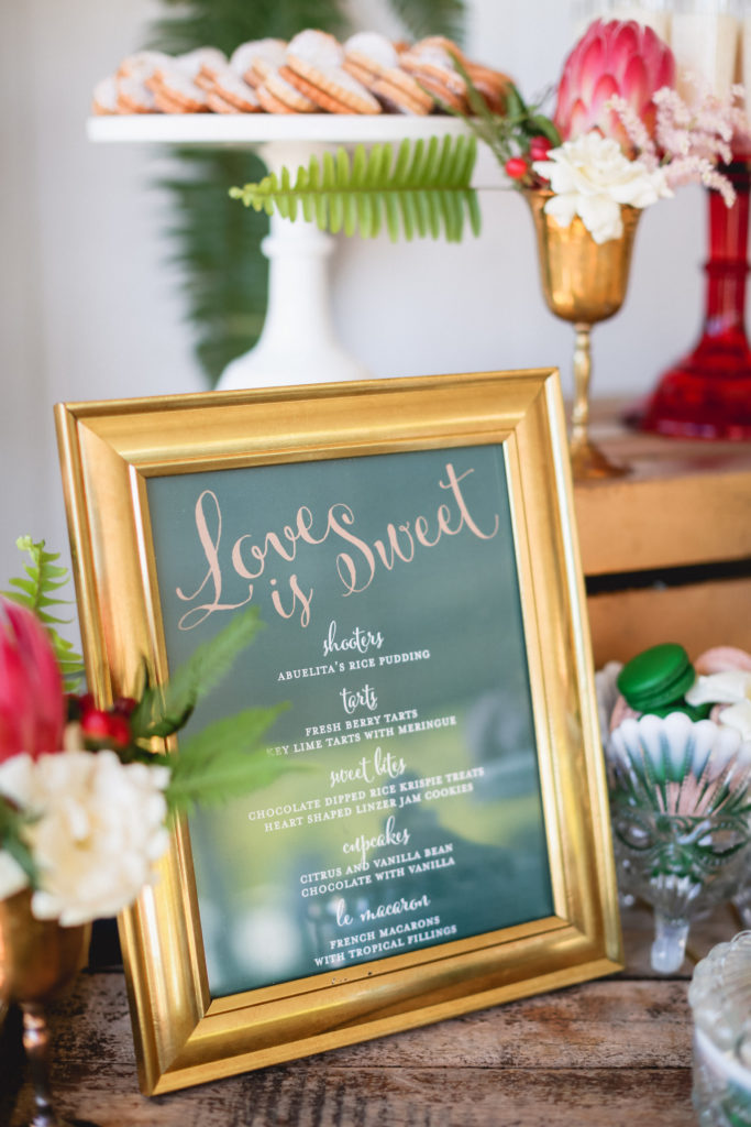 Dessert Table Sign in Green and Gold | Photo by Max and Friends | Lukas Griffin